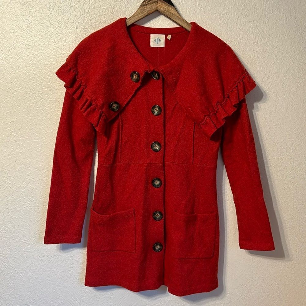 Anthropologie HWR Herlev Boiled Wool Sweater Coat Small